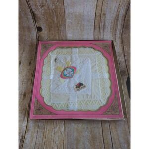 2 Vintage Lace Trim Ladies Handkerchiefs White NOS In Box Fruit of the Looms